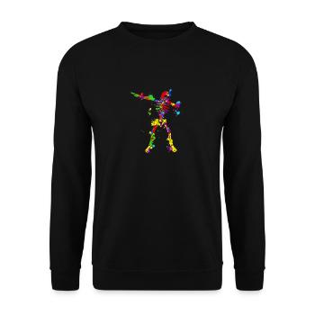 Neon Dab Dabbing Skelett 80s 80er Dab Tanz - Unisex Pullover - Schwarz - Vorne - Alina (178cm) & Michal (187cm)