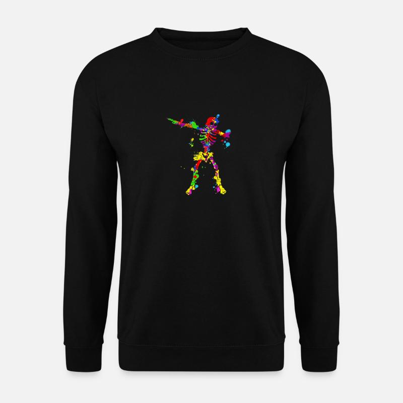 Neon Dab Dabbing Skelett 80s 80er Dab Tanz - Unisex Pullover - Schwarz
