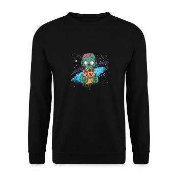 Zombie halloween outer space pizza gift - Unisex Sweatshirt - black - Front - Alina (178cm) & Michal (187cm)