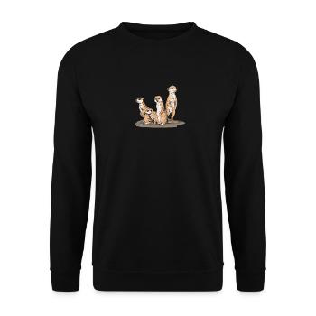 Erdmännchen Süße Tierkinder Zoo Tierliebhaber - Unisex Pullover - Schwarz - Vorne - Alina (178cm) & Michal (187cm)