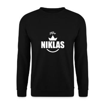Niklas - Unisex Pullover - Schwarz - Vorne - Alina (178cm) & Michal (187cm)