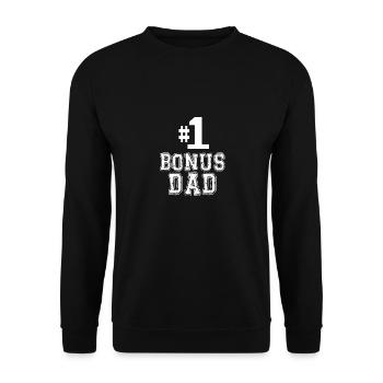 # 1 Bonus Dad - Unisex Sweatshirt - black - Front - Alina (178cm) & Michal (187cm)