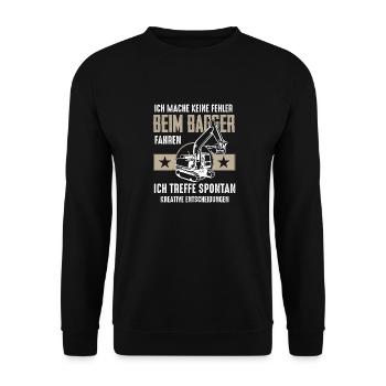 Excavator shirt · construction site · construction machine · spontaneous - Unisex Sweatshirt - black - Front - Alina (178cm) & Michal (187cm)