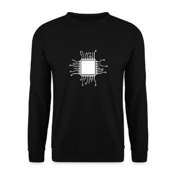 Computer Chip Board It Technician Shirt Gift - Unisex Sweatshirt - black - Front - Alina (178cm) & Michal (187cm)