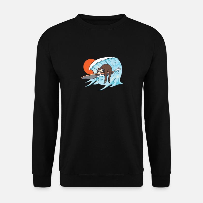 Surfendes Surfer Faultier - Unisex Pullover - Schwarz