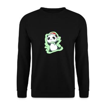 Panda Weihnachten Pandabär Weihnachtlich Niedlich - Unisex Pullover - Schwarz - Vorne - Alina (178cm) & Michal (187cm)