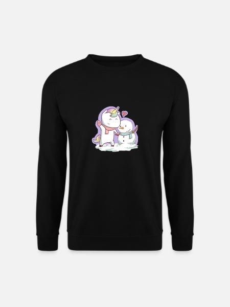 Einhorn und Schneemann - Unisex Pullover - Schwarz