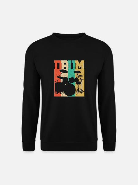 DRUM - Vintage Retro Schlagzeug Drummer Geschenk - Unisex Pullover - Schwarz