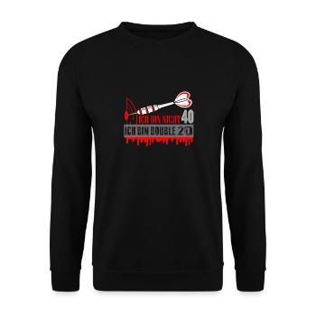darts Dartspieler Geschenkidee 40er Geburtstag - Unisex Pullover - Schwarz - Vorne - Alina (178cm) & Michal (187cm)