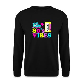 80's vibes - Sweat-shirt Unisexe - noir - Devant - Alina (178cm) & Michal (187cm)