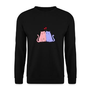 Katzen - Unisex Pullover - Schwarz - Vorne - Alina (178cm) & Michal (187cm)