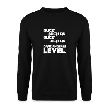 Look at me at a different level of cool - Unisex Sweatshirt - black - Front - Alina (178cm) & Michal (187cm)