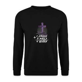 1 Cross + 3 Nails = 4 Given - Unisex Sweatshirt - black - Front - Alina (178cm) & Michal (187cm)