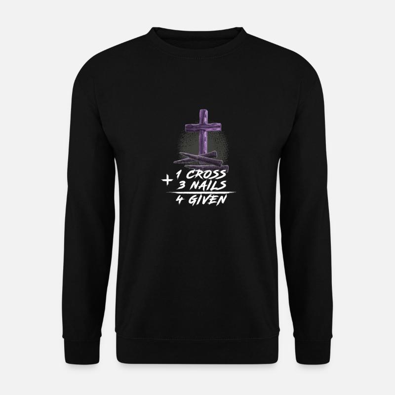 1 Kreuz + 3 Nägel = 4 gegeben - Unisex Pullover - Schwarz