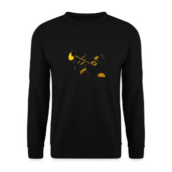 Stilisiertes Trompete-Spieler-T-Shirt, Trompeter - Unisex Pullover - Schwarz - Vorne - Alina (178cm) & Michal (187cm)