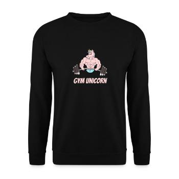 Einhorn Training Workout Krafttraining Gym Unicorn - Unisex Pullover - Schwarz - Vorne - Alina (178cm) & Michal (187cm)