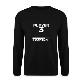 Player 3 Loading Schwanger Shirt Geschenk - Unisex Pullover - Schwarz - Vorne - Alina (178cm) & Michal (187cm)