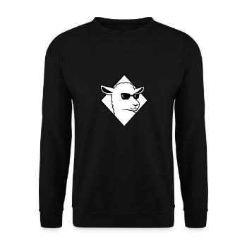 Schaf mit Sonnebrille Cooler Schafbock - Unisex Pullover - Schwarz - Vorne - Alina (178cm) & Michal (187cm)