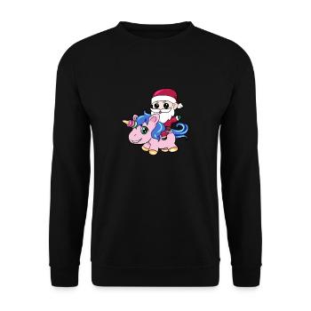 Santa Einhorn Weihnachtsmann Geschenk Tochter - Unisex Pullover - Schwarz - Vorne - Alina (178cm) & Michal (187cm)