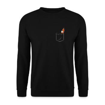 Wurst Brusttasche Bratwurst Fake Pocket Geschenk - Unisex Pullover - Schwarz - Vorne - Alina (178cm) & Michal (187cm)