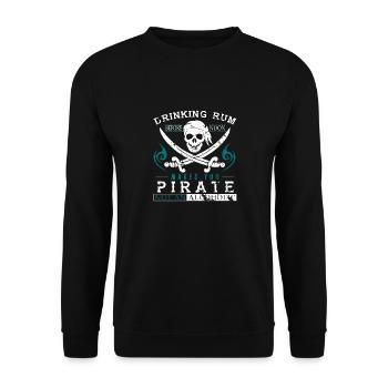 Drinking rum makes you a pirate gift - Unisex Sweatshirt - black - Front - Alina (178cm) & Michal (187cm)