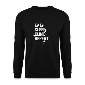 Klettern Eat Sleep Climb Repeat - Unisex Pullover - Schwarz - Vorne - Alina (178cm) & Michal (187cm)