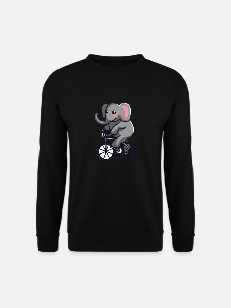 Elefant auf Fahrrad - Unisex Pullover - Schwarz