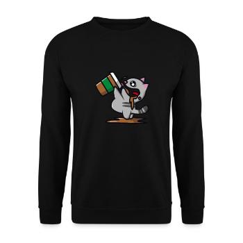 Cat is drinking a coffee - Unisex Sweatshirt - black - Front - Alina (178cm) & Michal (187cm)