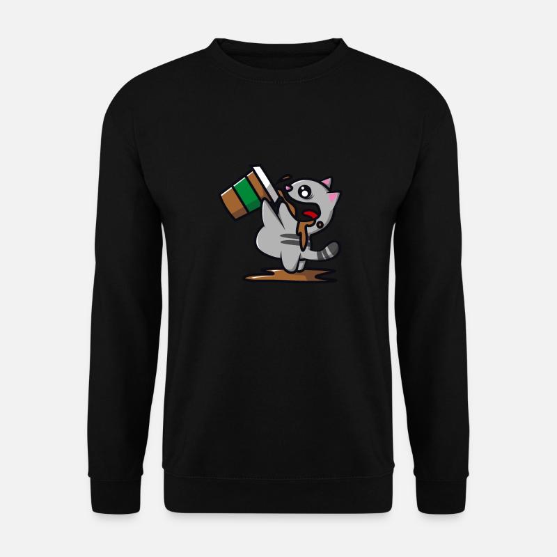 Chat boit un café - Sweat-shirt Unisexe - noir