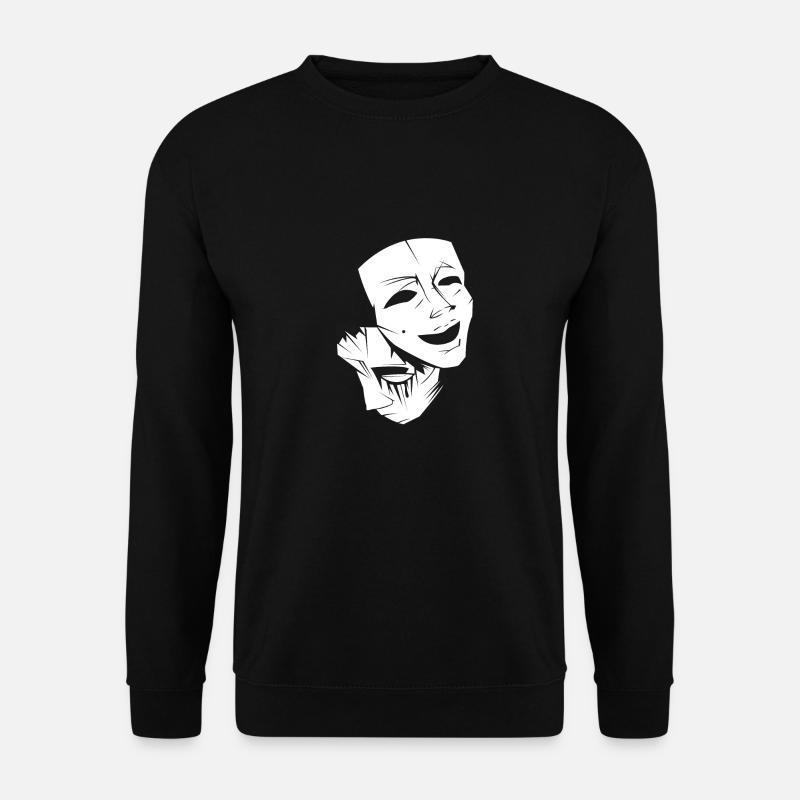 Theater Maske Fröhlich Traurig - Unisex Pullover - Schwarz