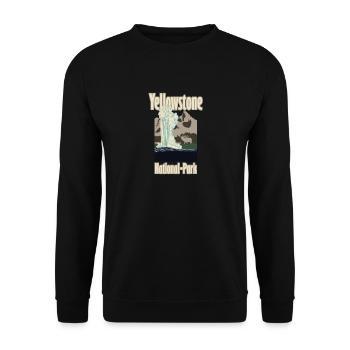 Yellowstone National Park Deer Mountains Geyser - Unisex Sweatshirt - black - Front - Alina (178cm) & Michal (187cm)