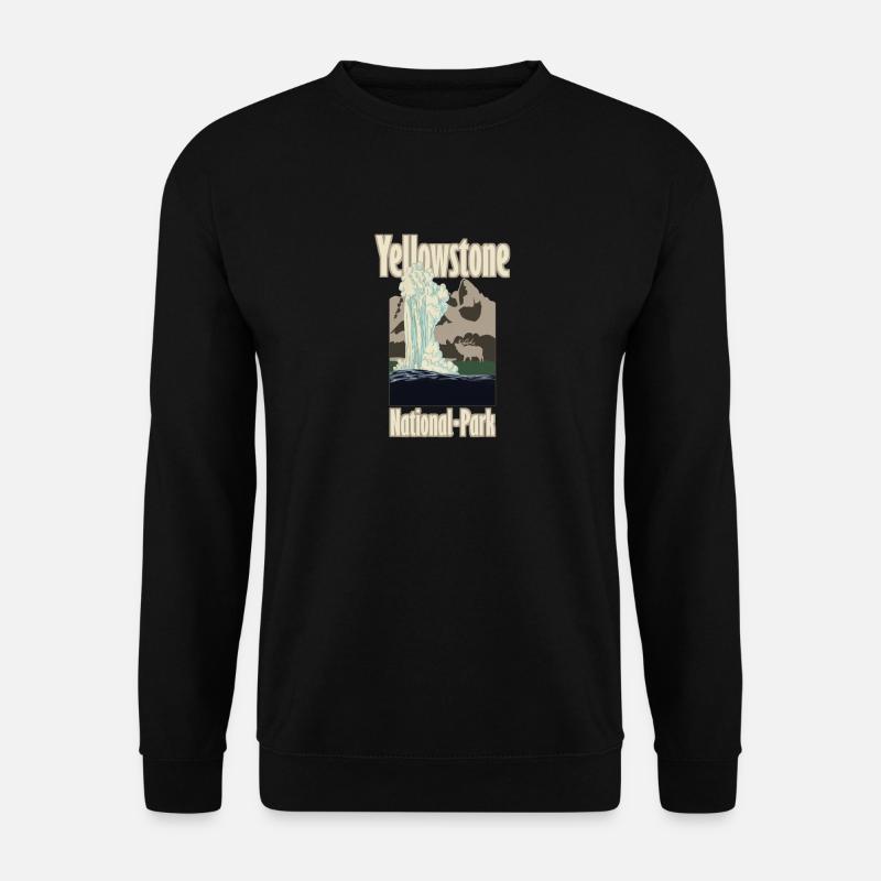 Yellowstone National Park Hirsch Berge Geysir - Unisex Pullover - Schwarz