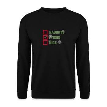 Funny Christmas t-shirt gift - Unisex Sweatshirt - black - Front - Alina (178cm) & Michal (187cm)