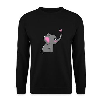 Elephant with hearts - Unisex Sweatshirt - black - Front - Alina (178cm) & Michal (187cm)