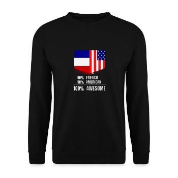 50% Franzosen 50% Amerikaner 100% Awesome Immigrant - Unisex Pullover - Schwarz - Vorne - Alina (178cm) & Michal (187cm)