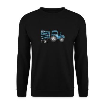 No farmer, no food tractor saying gift - Unisex Sweatshirt - black - Front - Alina (178cm) & Michal (187cm)