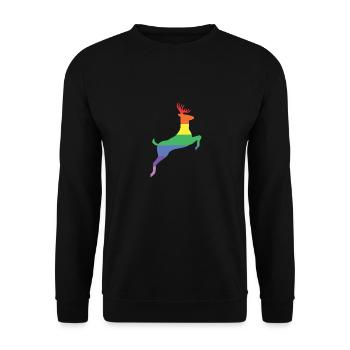 Rainbow Deer Gift Colorful Pride CSD - Unisex Sweatshirt - black - Front - Alina (178cm) & Michal (187cm)