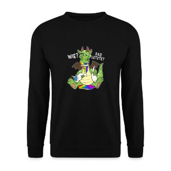 Letztes Einhorn Drache Frühstück Essen Mahl Mittag - Unisex Pullover - Schwarz - Vorne - Alina (178cm) & Michal (187cm)