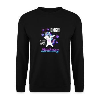 Oh my god it's my 18th birthday - Unisex Sweatshirt - black - Front - Alina (178cm) & Michal (187cm)
