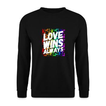 L'amour gagne toujours - Sweat-shirt Unisexe - noir - Devant - Alina (178cm) & Michal (187cm)