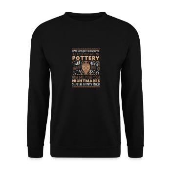 Funny Pottery Nightmare Seem Like a Happy Place - Unisex Pullover - Schwarz - Vorne - Alina (178cm) & Michal (187cm)