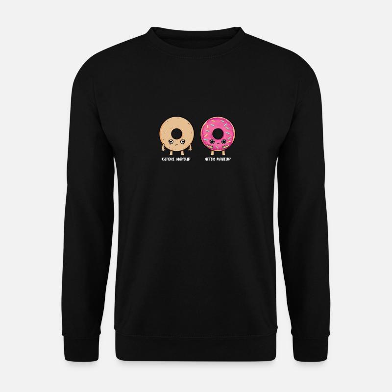 Lustig Before After Make Up Donut Geschenk - Unisex Pullover - Schwarz