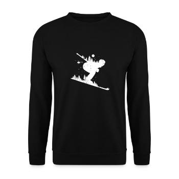 Ski Kinder Geschenk Weihnachten Geburtstag - Unisex Pullover - Schwarz - Vorne - Alina (178cm) & Michal (187cm)