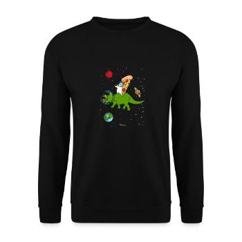 cat and dinosaur pizza gift - Unisex Sweatshirt - black - Front - Alina (178cm) & Michal (187cm)