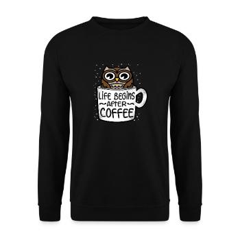 Life begins after coffee gift - Unisex Sweatshirt - black - Front - Alina (178cm) & Michal (187cm)