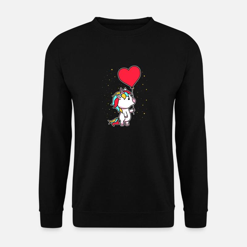 Einhorn mit Ballongeschenk - Unisex Pullover - Schwarz