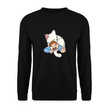 Cuddly Attack Cuddly Cat Kitten Gift - Unisex Sweatshirt - black - Front - Alina (178cm) & Michal (187cm)