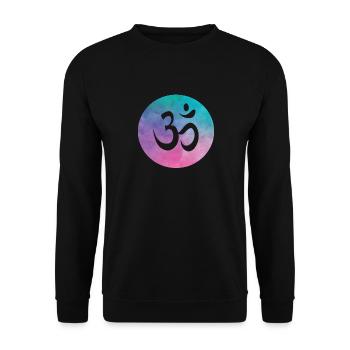 Om Sign Watercolor Yoga Spirituality Namaste - Unisex Sweatshirt - black - Front - Alina (178cm) & Michal (187cm)