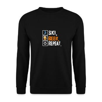 Funny Ski Beer Repeat Skiing & Skiers - Unisex Sweatshirt - black - Front - Alina (178cm) & Michal (187cm)