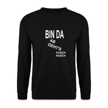 lustiges Wort Witz Tshirt lachen Geschenk Arbeit - Unisex Pullover - Schwarz - Vorne - Alina (178cm) & Michal (187cm)